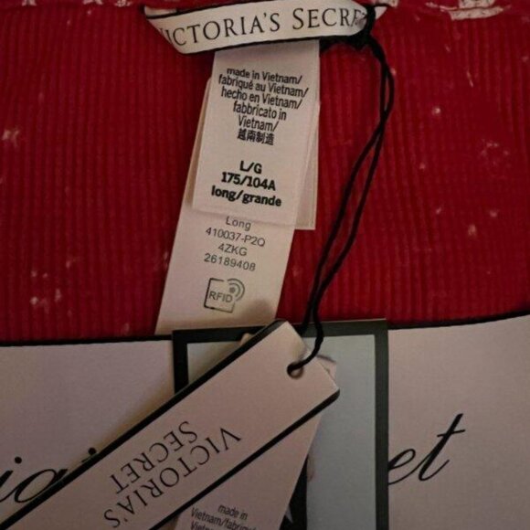 Victoria’s Secret Thermal Knit Pajama Set Large Long Red White Snow NWT - Picture 5 of 5